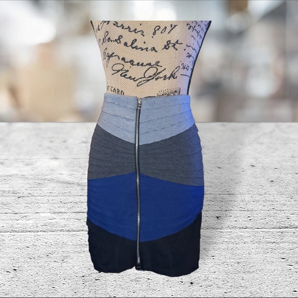 Aryn K color block bodycon skirt size L - Picture 2 of 14